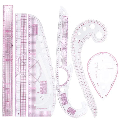 6-Piece French Curve Ruler Set - Flexible Tailoring Templates for Dressmaking, Pattern Drafting & DIY Sewing Projects