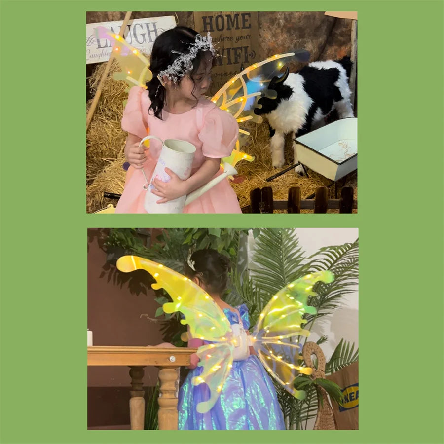 Halloween Children Electric Butterfly Wings Elf Wings Costume Magic Led bats Wing Cosplay Dress Up for Kids Cats Dogs