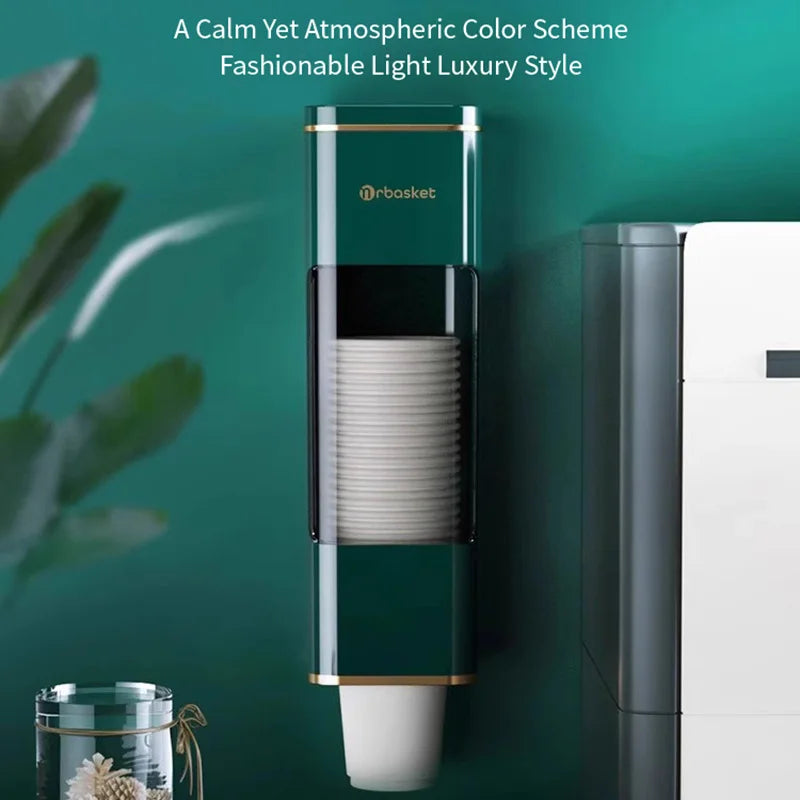 Disposable Cup Holder Cup Extractor Wall Mounted Non Perforated Dust-Proof Moisture-Proof Storage Rack