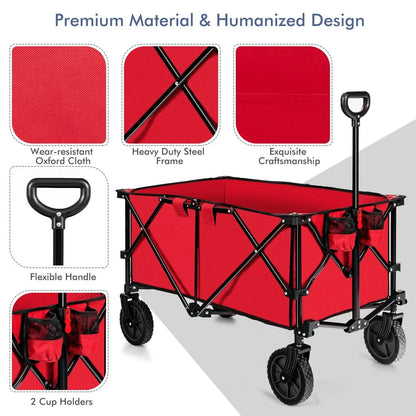 GOFLAME Folding Camping Wagon Collapsible Beach Garden Trolley Buggy Shopping Cart 212L