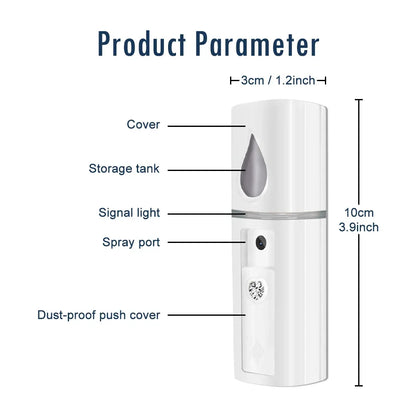 Nano Facial Steamer Mist Spray Eyelash Extensions Cleaning Pores Water Moisturizing Hydrating Face Cute Mini Handheld Sprayer