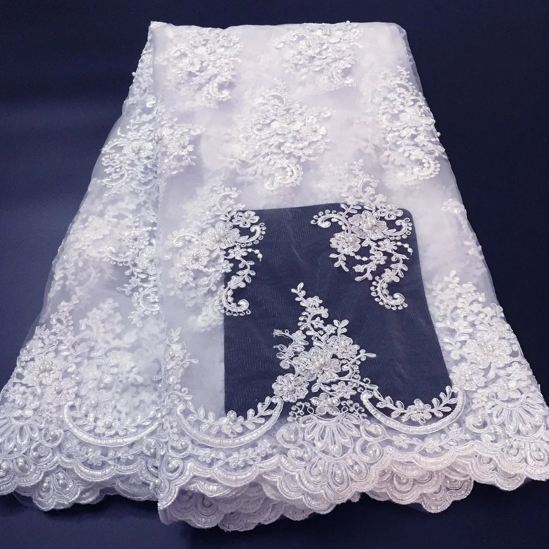White African Lace Fabric 2025 Embroidered Nigerian Lace Fabric High Quality Cord lace French Tulle Fabric Wedding L-W006A