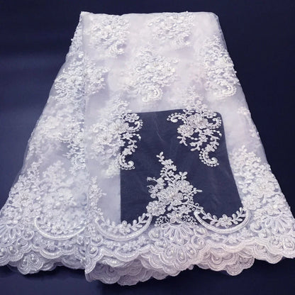 White African Lace Fabric 2025 Embroidered Nigerian Lace Fabric High Quality Cord lace French Tulle Fabric Wedding L-W006A