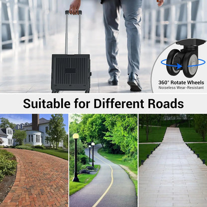 Marketero Zusammenklappbarer Einkaufstrolley mit Rädern, zusammenklappbarer Lehrertrolley, robuste Räder, 360° drehbar und Teleskopgriff