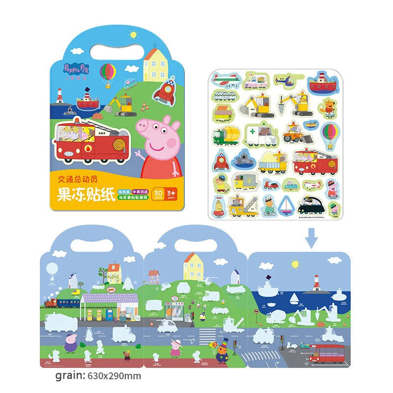Peppa Pig Jelly Sticker Book Children's Cartoon Sticker Sticker 3-6 Year Old Girl Sticker Quiet Book Educational Toys
