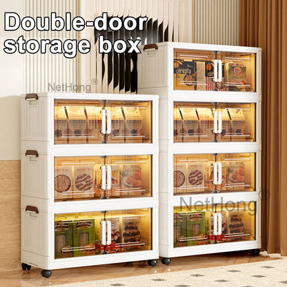 3/4/5 Tier Stackable Foldable Storage Organizer Folding Closet Bins With Lid&Wheels