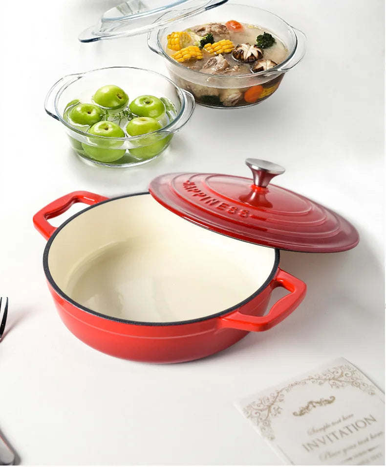 23cm Enameled Cast Iron Dutch Oven 2 Quart Heavy Soup Pot Casserole Dish For Bread Baking And Stew Kitchen Nonstick Braised Pot