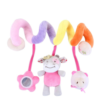 Newborns Spiral Hanging Activity Stroller Toy Baby Carseat Toy Black & White Lion Koala Rattle  for Crib Mobile Sensory Toy Gift
