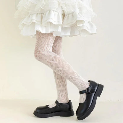 Thin Breathable Baby Girl Tights Kids Dance Stocking Sock Children School Student Uniform Tights Princess Wave Lace Pantyhose
