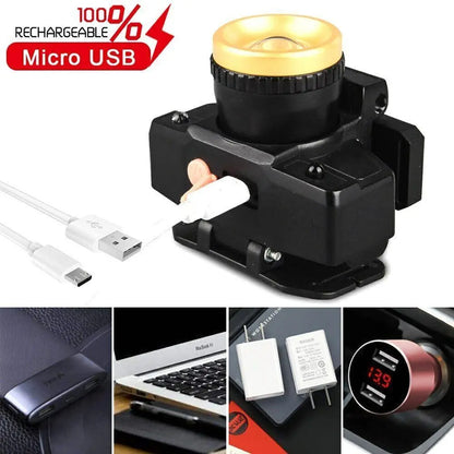 200000LM Solar LED Headlamp Rechargeable Headlight Portable Flashlight 1/2pcs