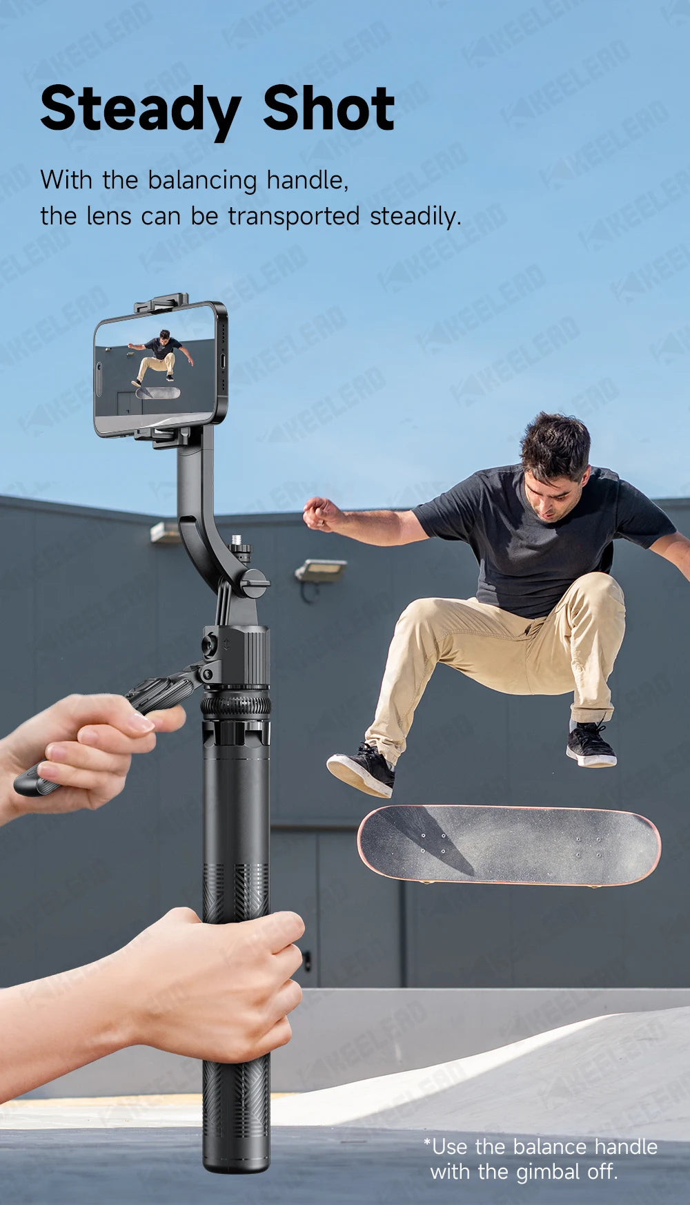Tripod for Mobile Phone 360°Auto-Rotation Shooting C17 Quadrapod Selfie Stick Phone Stand AI Face Following, with Remote Control