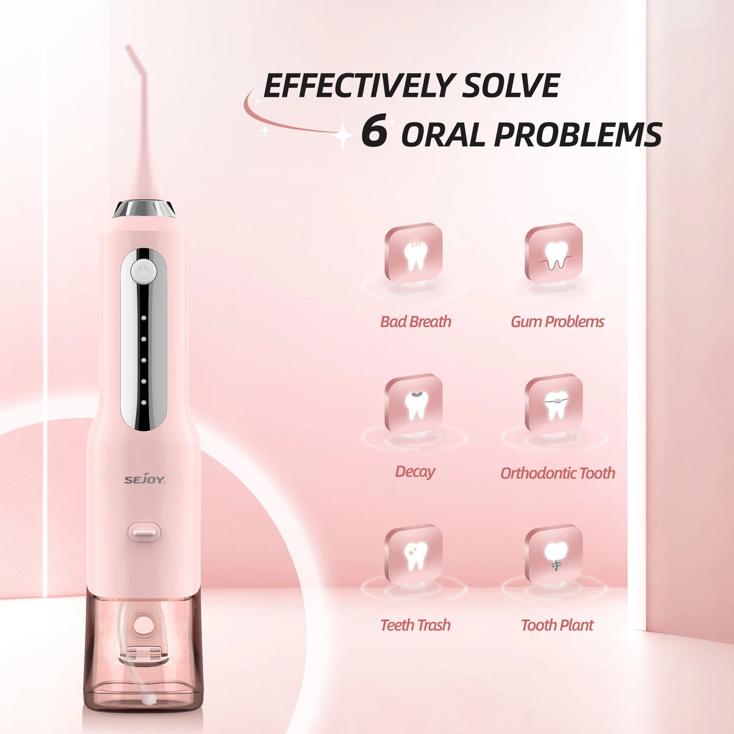 SEJOY Home Dental Oral lrrigator Water Flosser 4 Colors Thread Teeth Pick Mouth 5 Modes Washing Machine USB Rechargeable