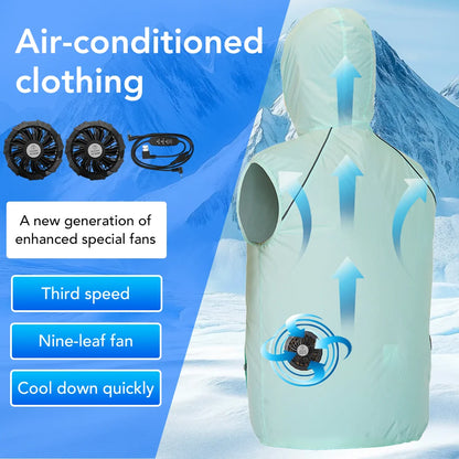 Summer Cooling Vest Women's Fan Air Conditioning Clothes Fashion Couple Sleeveless Waistcoat Hoodie Coat Sunscreen Work Clothes