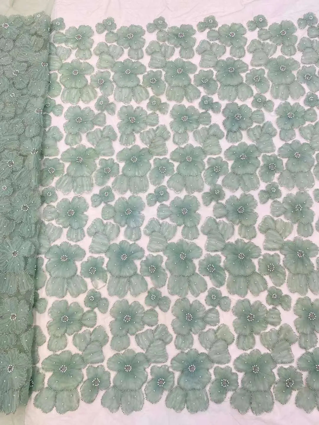 Dark Purple Panhua Bead Cord Embroidery + Sequin Embroidery Fairy Style Evening Dress Women’s Skirt Fashion Bead sewing 2 yard