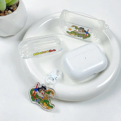 Dragon Ball Z Son Goku Anime Transparent Earphone Case for Airpods 4 1 2 3 Pro 2 Protective Shell with Pendant Headphone Cover