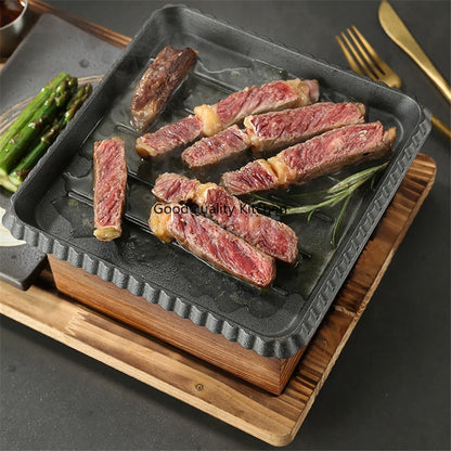 Dining room single and double tableware Cast iron barbecue plate Square alcohol oven baking tray Korean style barbecue stove set