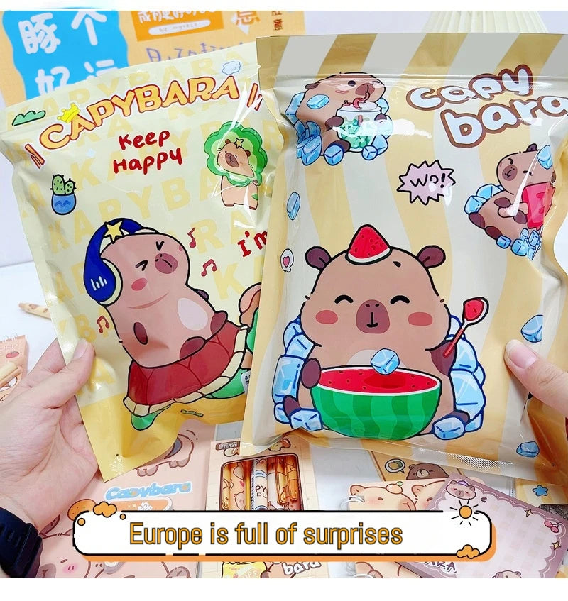 New Creative Capybara Stationery Set Blind Bag Cute Cartoon Pencil Stationery Eraser Learning Supplies Student Prize Gift Suppli