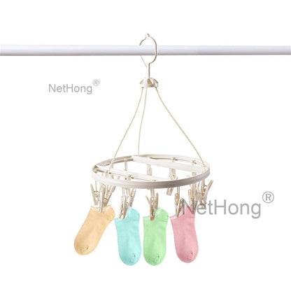 20 Pegs Thickened Laundry Clip Underwear Socks Hanger Airer Cloth Dryer Rack UK