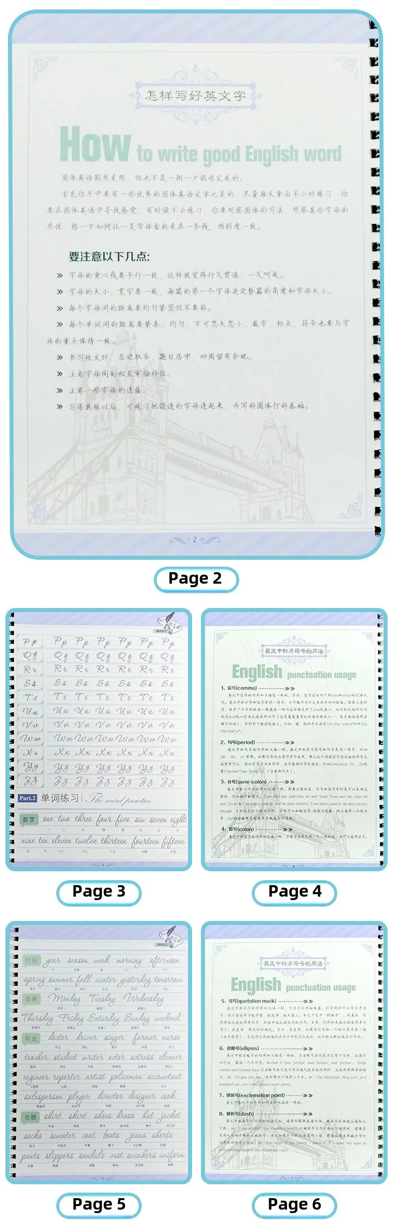 Exercises Copybook Calligraphy Practice Book Cursive Writing English Pen Chinese Calligraphy for Adult Children