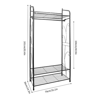 Heavy Duty Clothes Rack, Coat Stand Hanger, Garment Organizer Closet, Metal Storage Shelves, Strong Load 110lbs