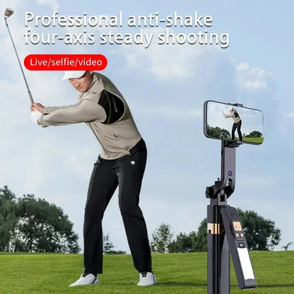 LISCN 1.8m 360 Gimbal Selfie Stick AI Intelligent Auto Face Tracking Tripod Stabilizer Phone Tripod with LED Fill Light