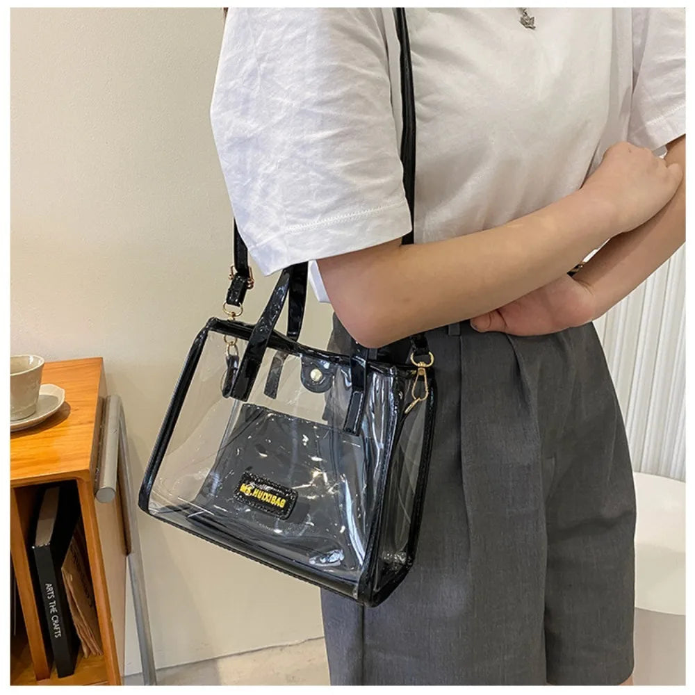 Women Transparent Clear Purse Crossbody Shoulder Bags with Removable Strap Stadium Approved Bags Zipper Closure