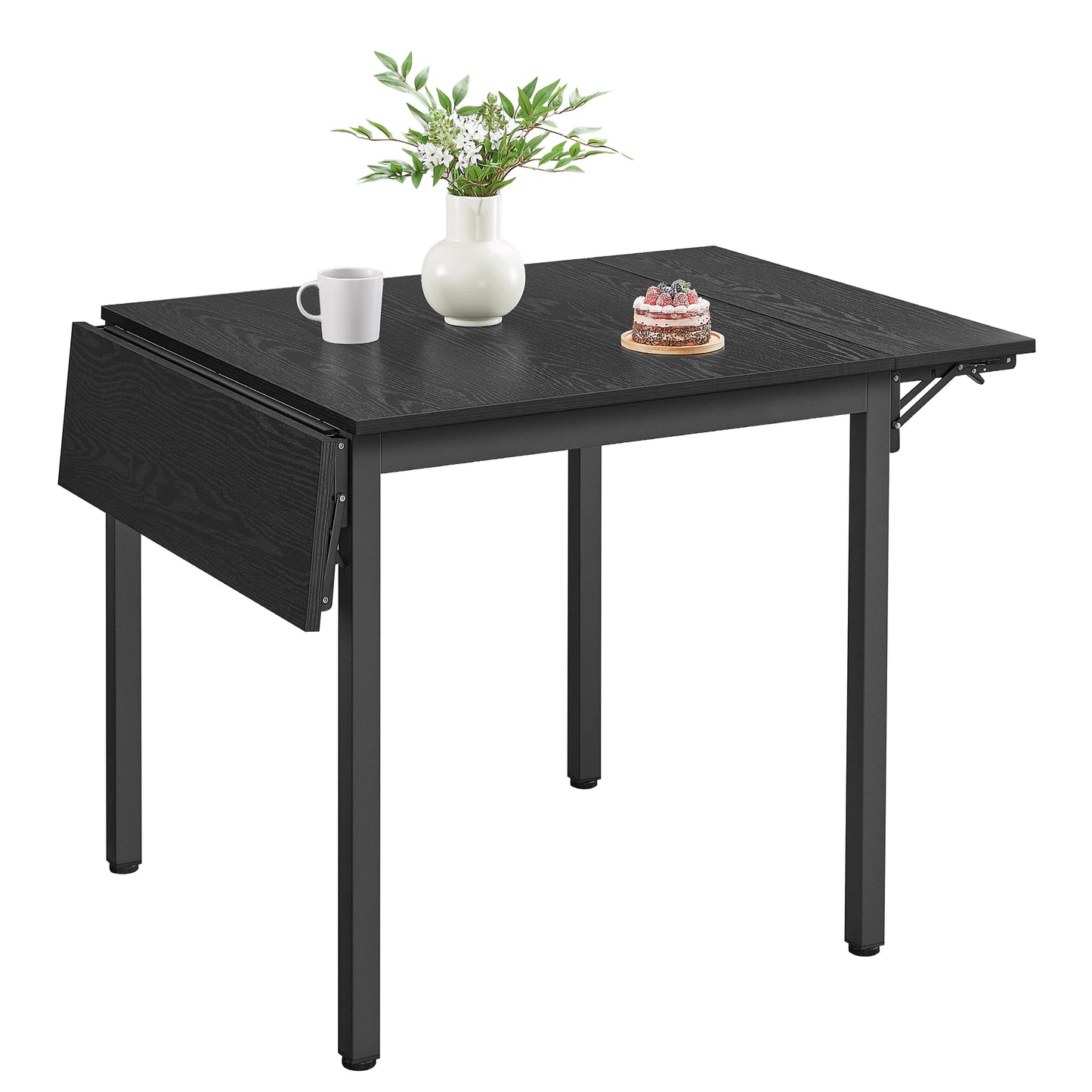 VASAGLE Folding Dining Table, Drop Leaf Extendable, for Small Spaces, Seats 2-4 People, Industrial, 78 x 120 x 76.2 cm