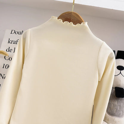 Girls Long Sleeve T-Shirt - Black Ruffle Edge Autumn Winter Base Layer