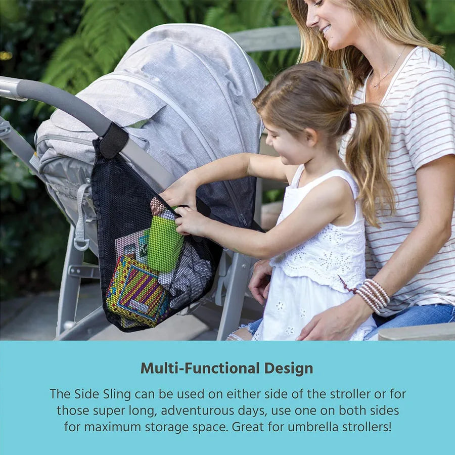 Baby Stroller Side Mesh Bag Large Capacity Toddler Toy Diaper Feeding Bottle Storage Bag Baby Stroller Hanging Black Mesh Bags