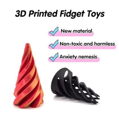 3D Printed Spiral Cone Toys Impossible Pyramid Passthrough Sculpture Pass Through Pyramid Fidget Toy Stress Relief Screw Toys