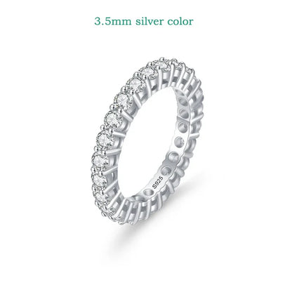 Smyoue 18k Gold Plated 3/3.5mm All Moissanite Diamond Rings for Women Wedding Full Eternity Bands 925 Sterling Silver Jewelry