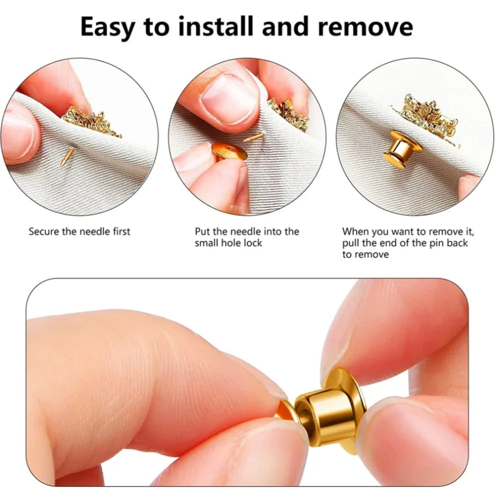 10/30/50 Pieces Locking Pin Backs Metal Pin Backs Locking Pin Keepers Locking Clasp For DIY Enamel Brooch Badge Jewelry Making