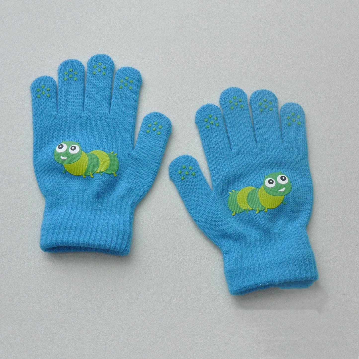 Children Knitted Warm Gloves For 5-12Y Baby Students Winter New Insect Full Finger Mittens Outdoor Cycling Skiing Gloves