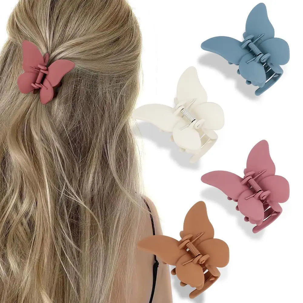 Matte Butterfly Hair Claw Solid Simple Ponytail Holders Barrettes Sweet Fairy Hair Clip Elegant Hairpin Claw Styling Accessories