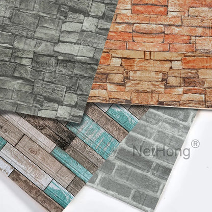 Waterproof Brick Stone Wallpaper Self Adhesive Vinyl Wall Decor Sticker 70*77Cm