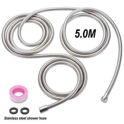 Edelstahl-Brauseschlauch, 5 m lang, für Badezimmer, Dusche, Wasserschlauch, Verlängerung, Sanitärrohr, Zugrohr, Badezimmer-Zubehör