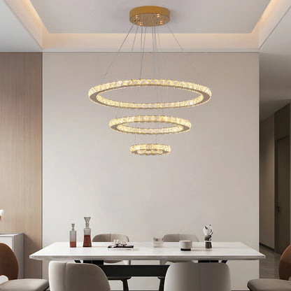 Crystal Pendant Light Living Room Remote Control Gold Chrome Lustre Ceiling Chandeilers Lamp for Bedroom Home Decoration Luminai