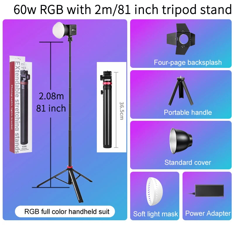 RGB Video Light Portable LED Photography Studio Light with 10000mAh Rechargeable for Vlog Streaming LIVE Photo Fill Lamp