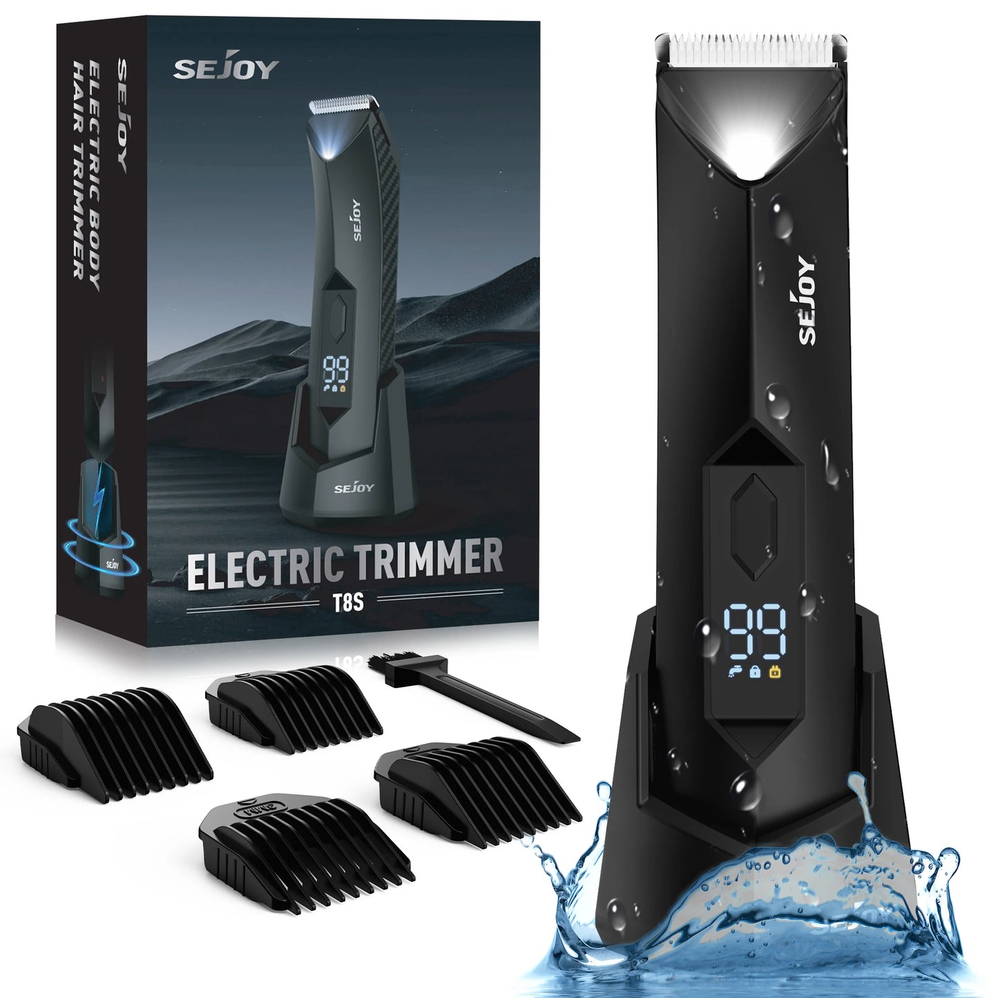 Sejoy T8S Electric Body Hair Trimmer Shaver for Men Groomer Clipper Waterproof Groin Pubic Hair Barber Hair Cutting Machine