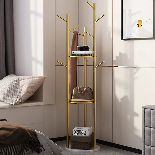 Robuste Garderobe aus Marmor, hohe Kleiderstange aus goldfarbenem Metall, ideal für Schlafzimmer, Büro oder Flur