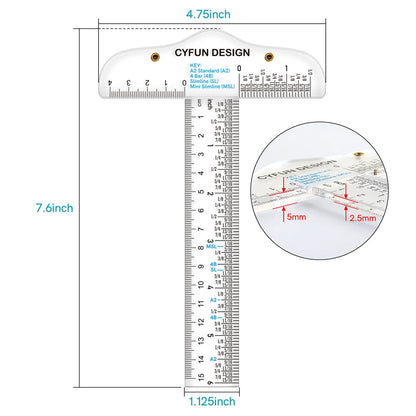 1pc 6" Acrylic T-Square Ruler Cm/inch Double Side Scale Measuring Tool for Easy Reference Positioning Cardmaking Crafting Tools