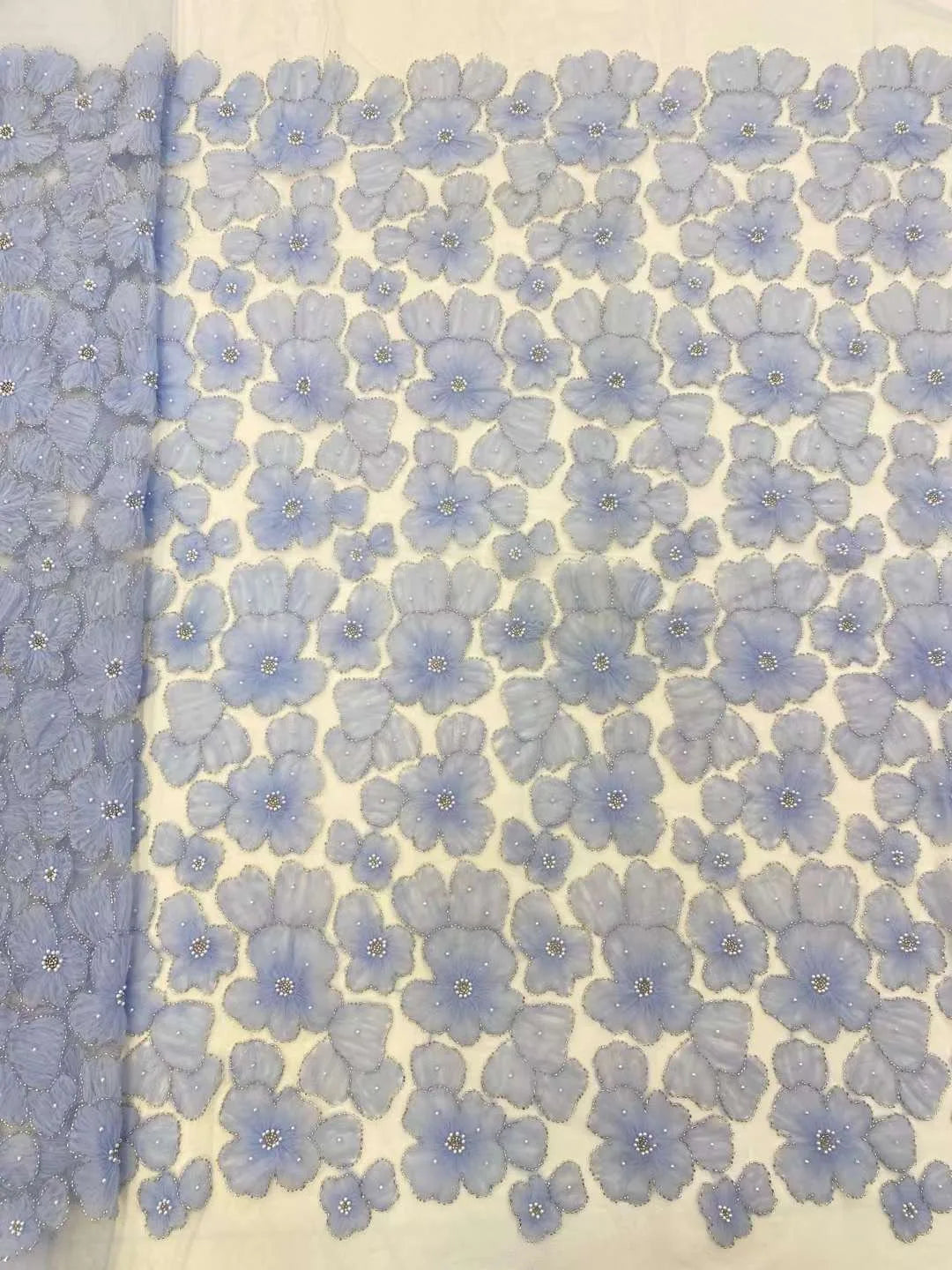 Dark Purple Panhua Bead Cord Embroidery + Sequin Embroidery Fairy Style Evening Dress Women’s Skirt Fashion Bead sewing 2 yard