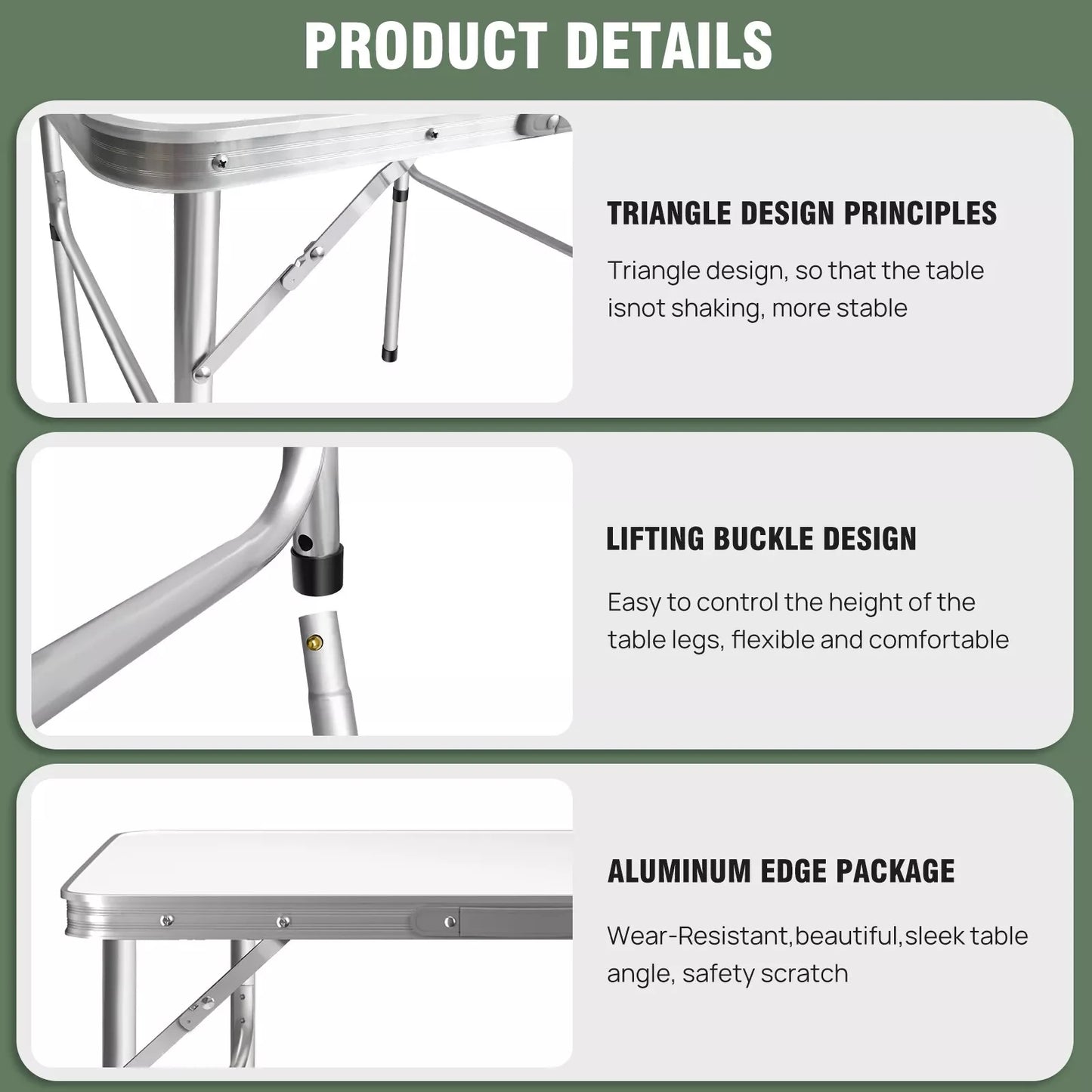 EFAN 2.5FT Aluminium Folding Table Portable Dining Party Kitchen BBQ Trestle Outdoor Tool for Camping Picnic Garden 75x55x70cm
