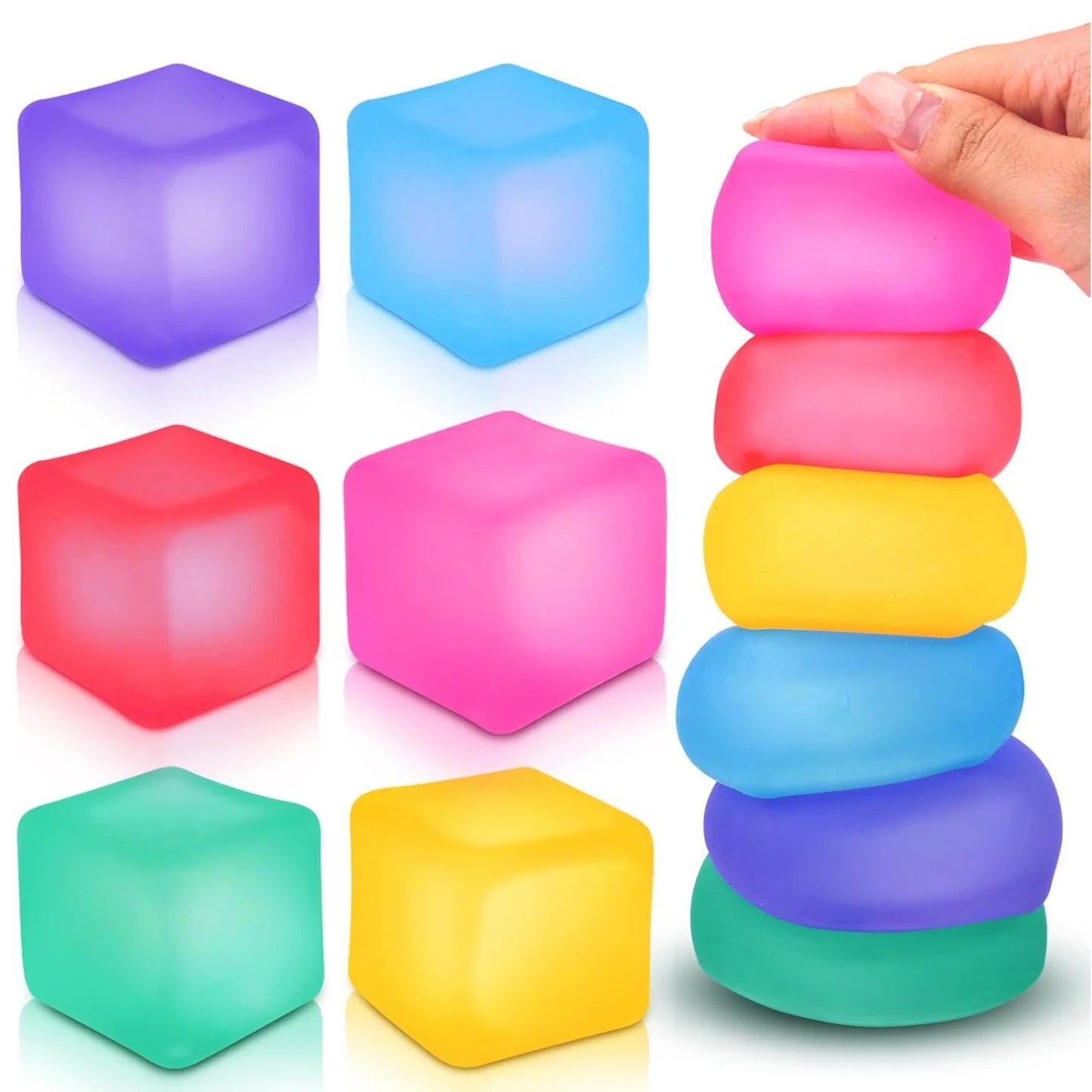Stress Cube Squishy Fidget Toys for Relaxation High Density Gel Filled Fidgets for Classroom Sensory Calming Toys for Kids Adult