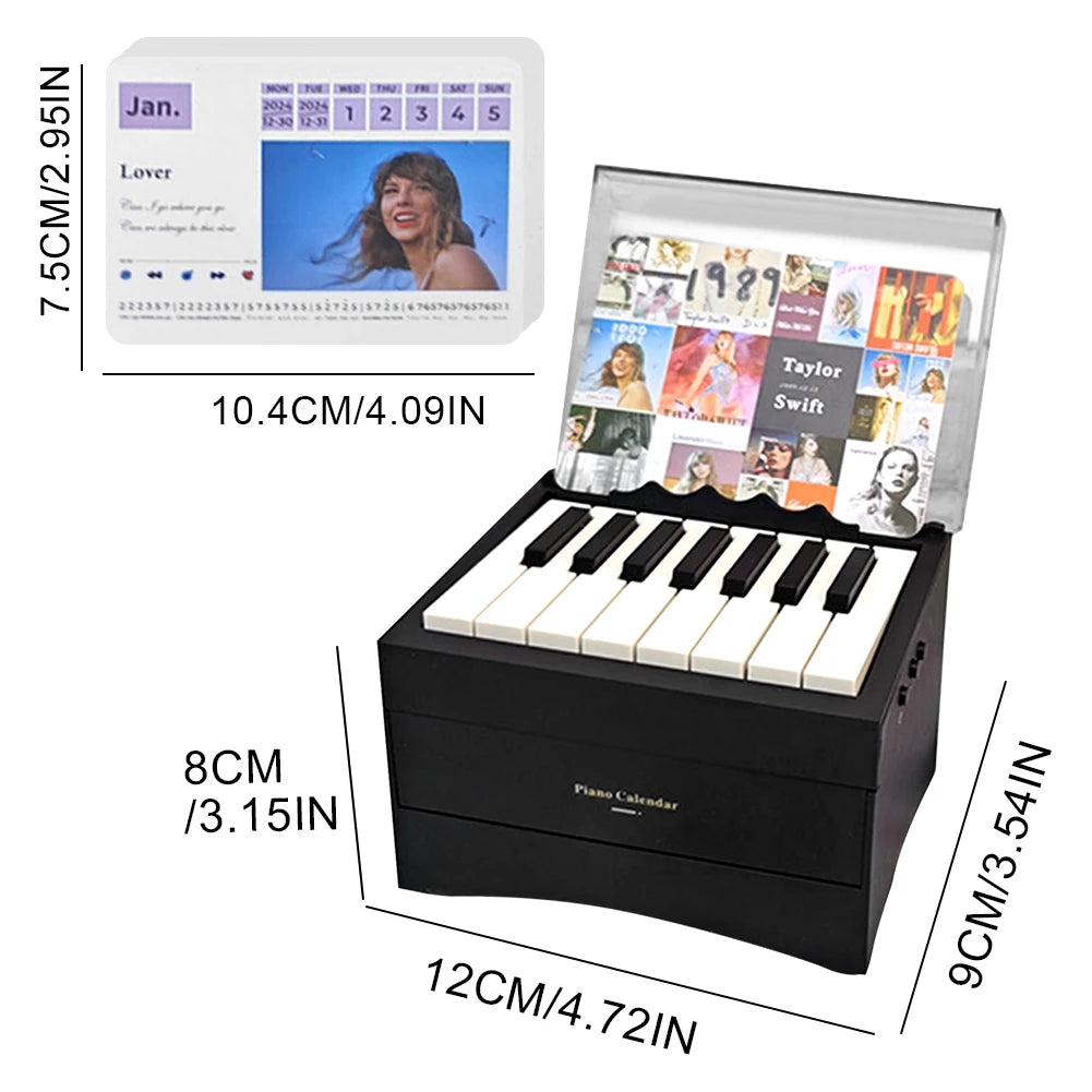 BT Taylor Piano Calendar 2025 Music Sheets Toy Playable Mini 15 Keys Piano Calendar with 27 Music Calendar Cards 52 Songs