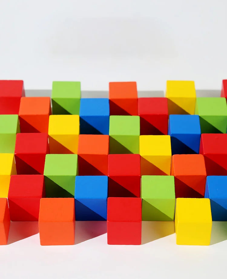 50/100pcs Colorful Cubes Wooden Building Blocks Stacking Up Square Wood Toy Baby Shape Color Learning Toys for Children