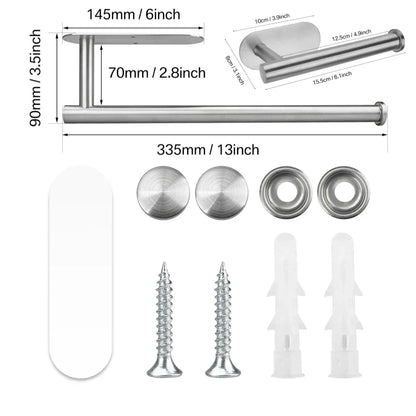 Adhesive Toilet Roll Paper Holder Organizer Wall Mount Storage Stand Kitchen Bathroom No Drill Tissue Towel Dispenser Stainless