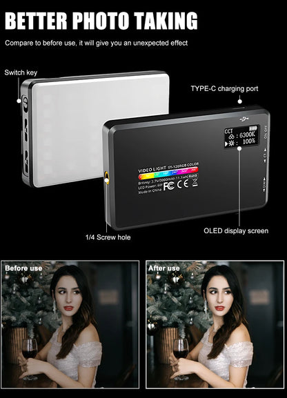 ST120 RGB Full Color Video Light 2500-9000K Fill Light for Camera Smartphone Photography Video Live Streaming Tiktok YT