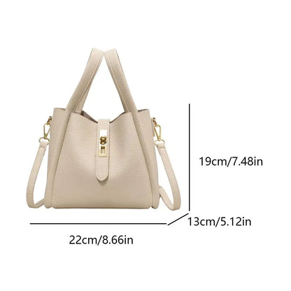 Luxury PU Leather Bucket Bag for Women Large Capacity Handbag with Inner Bag Double Handle Magnetic Closure Shoulder Bag Satchel