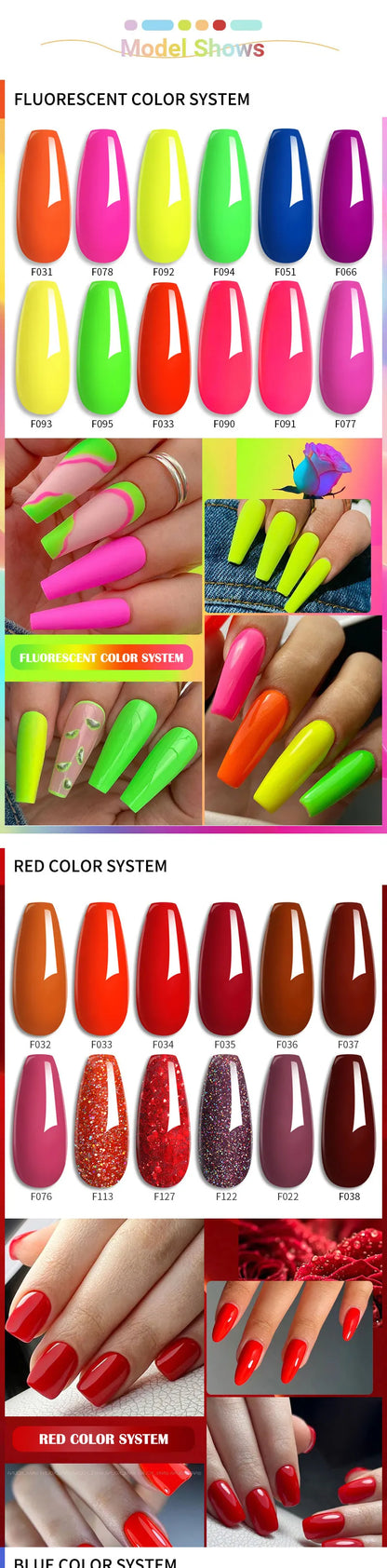 LILYCUTE 6-teiliges Set 7 ml Gel-Nagellack zum Selbermachen, leuchtend pink, semi-permanent, UV-/LED-beständig, Nageldesign-Set